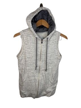 Lorna Jane Grey White Hooded Vest Women Size XS